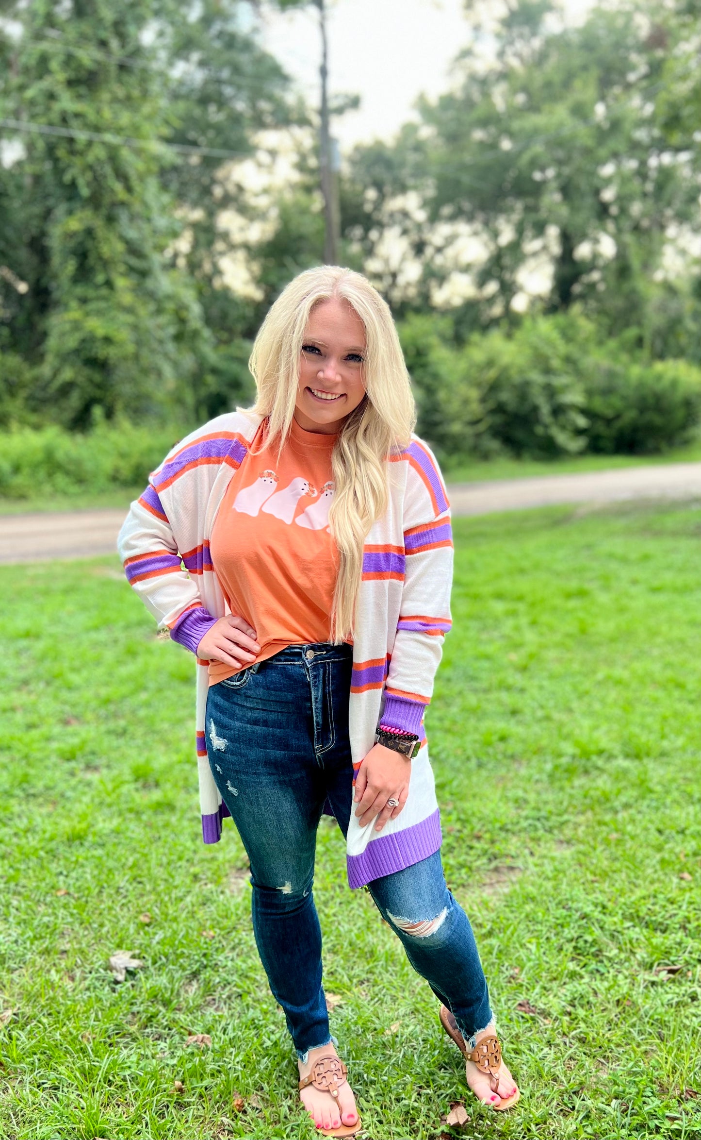 Lavender Stripe Cardigan - Pre Order