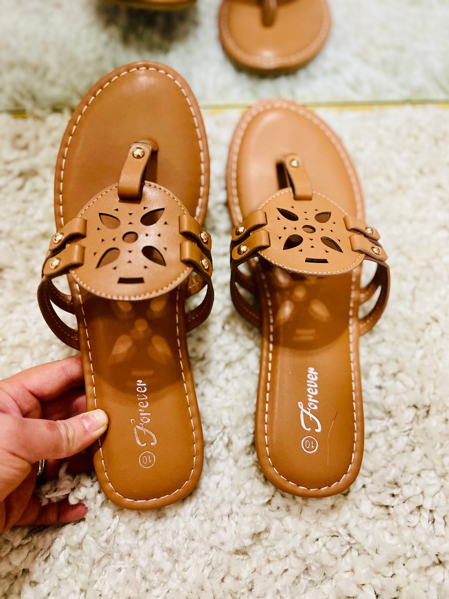 Forever Link Cutout PU Leather Open Toe Sandals