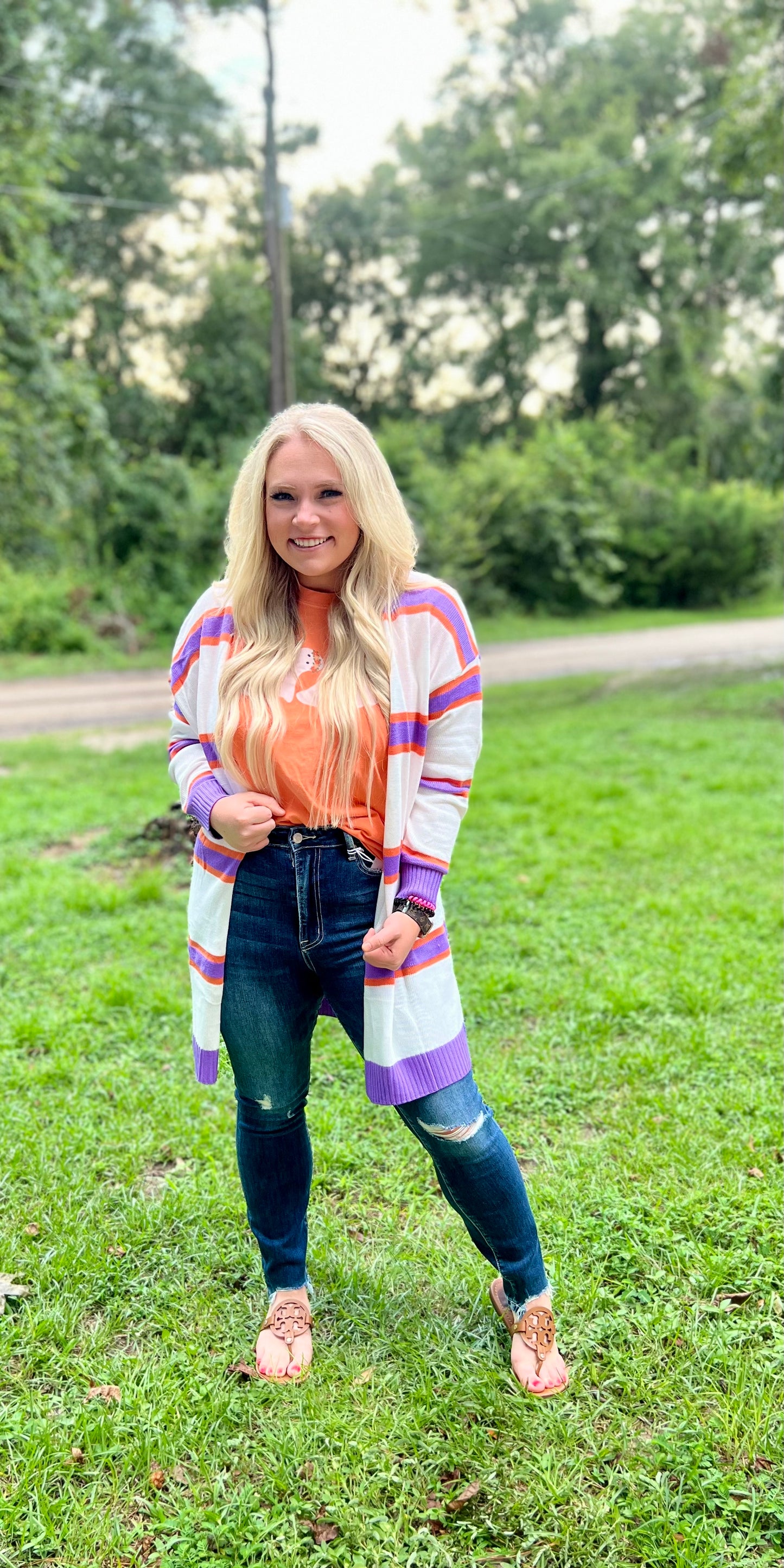 Lavender Stripe Cardigan - Pre Order