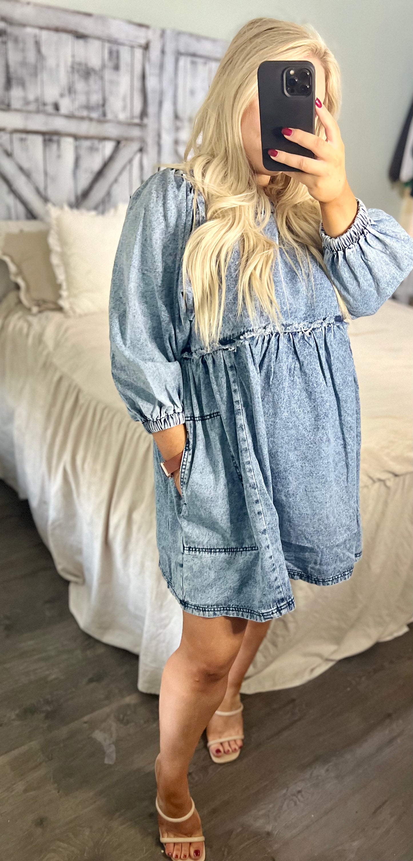 HEYSON Full Size Oversized Denim Babydoll Dress