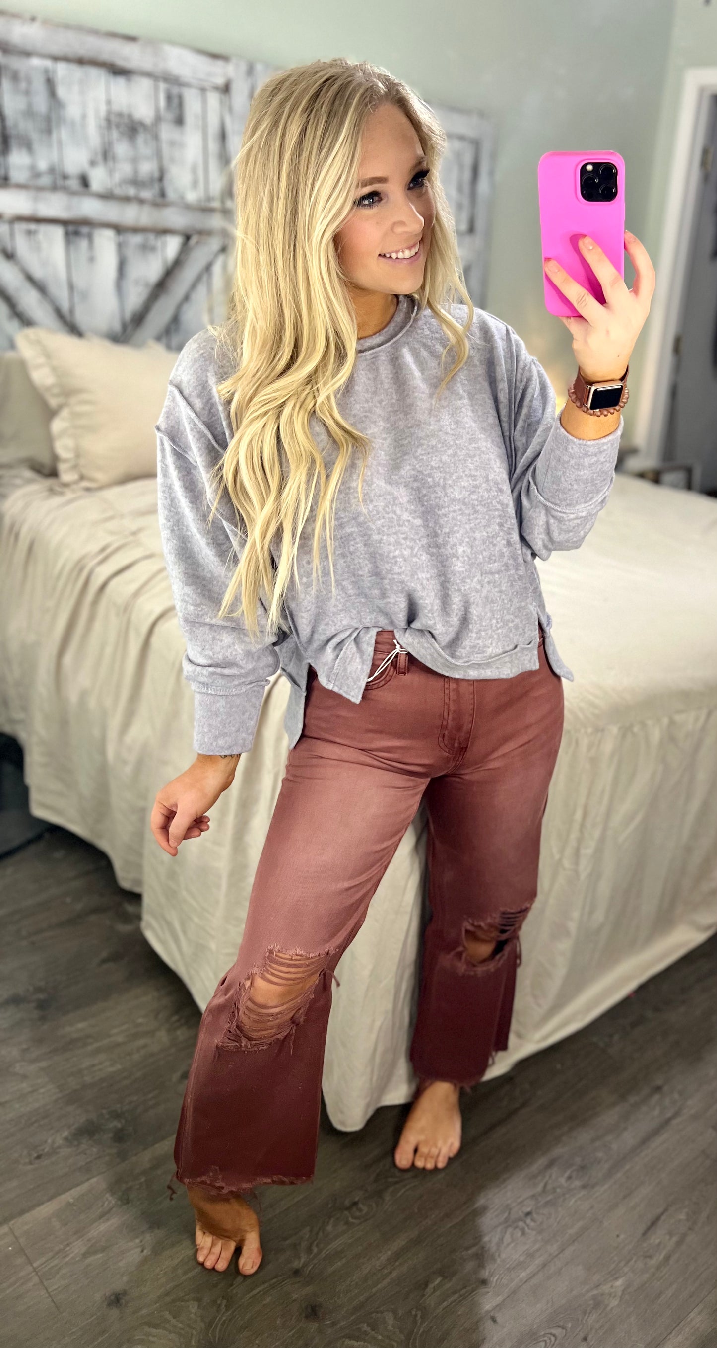 90's Vintage High Rise Crop Flare Jeans