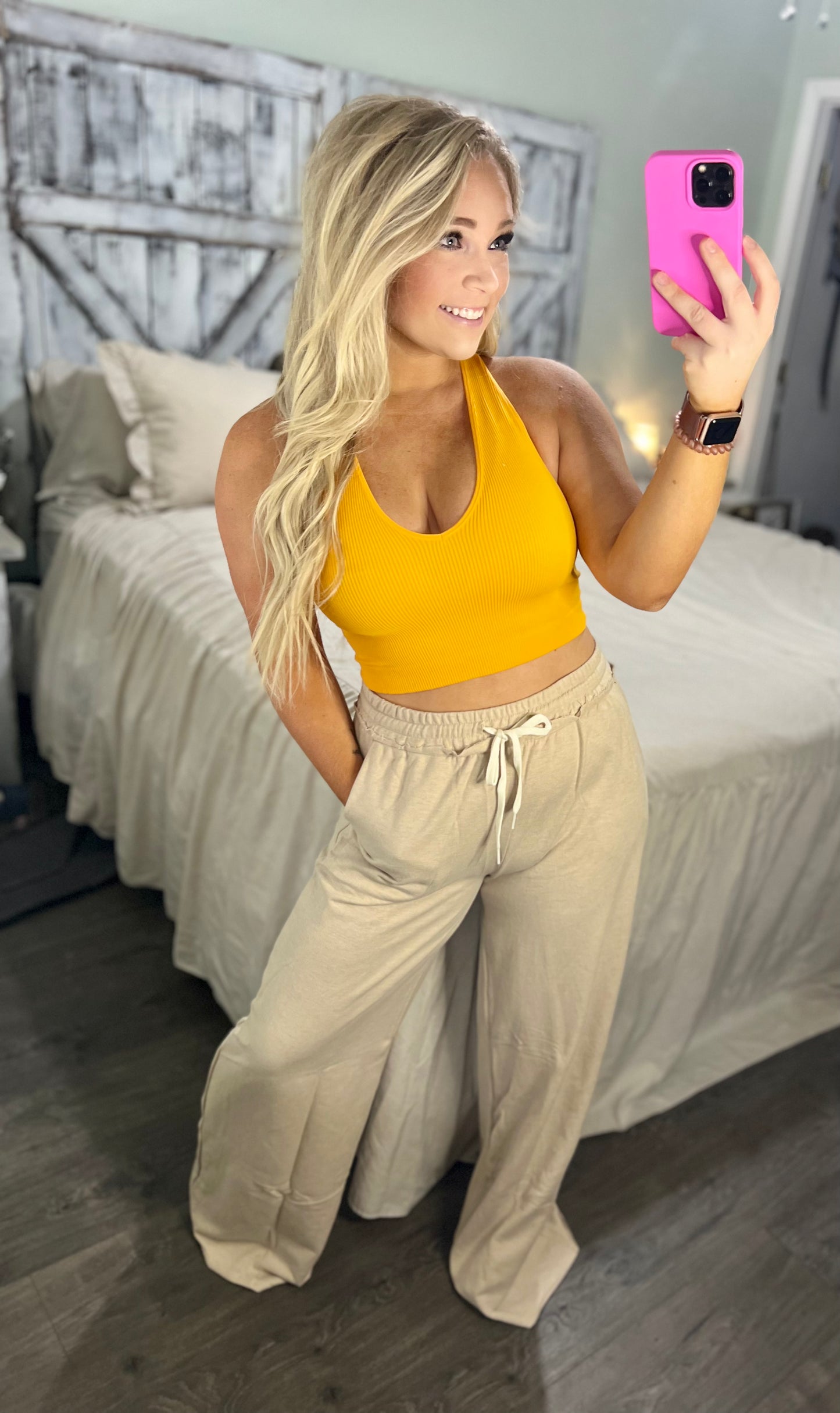 Ribbed Cropped Racerback Tank Top