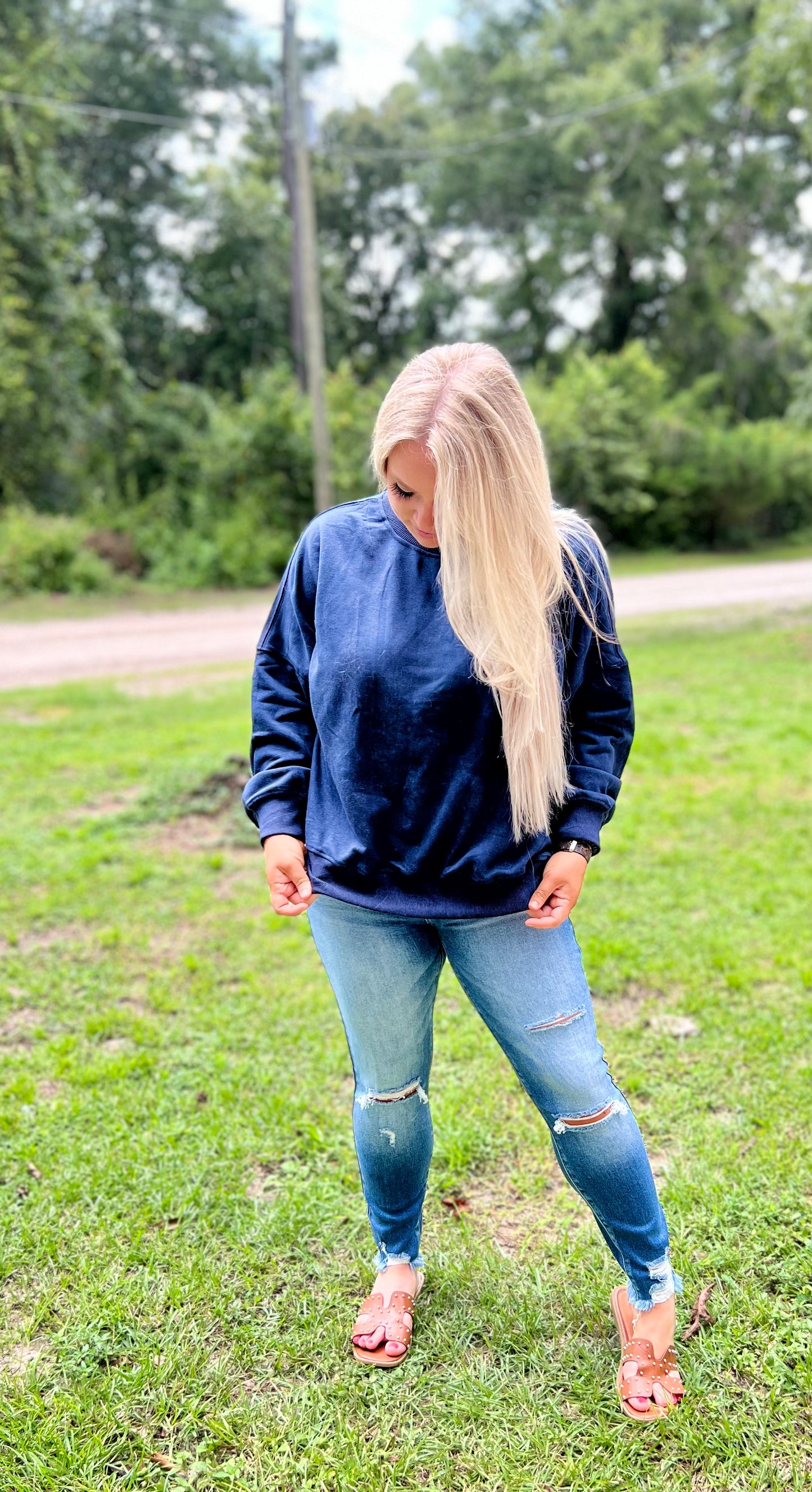 Acid Wash Blue Crew - Pre Order