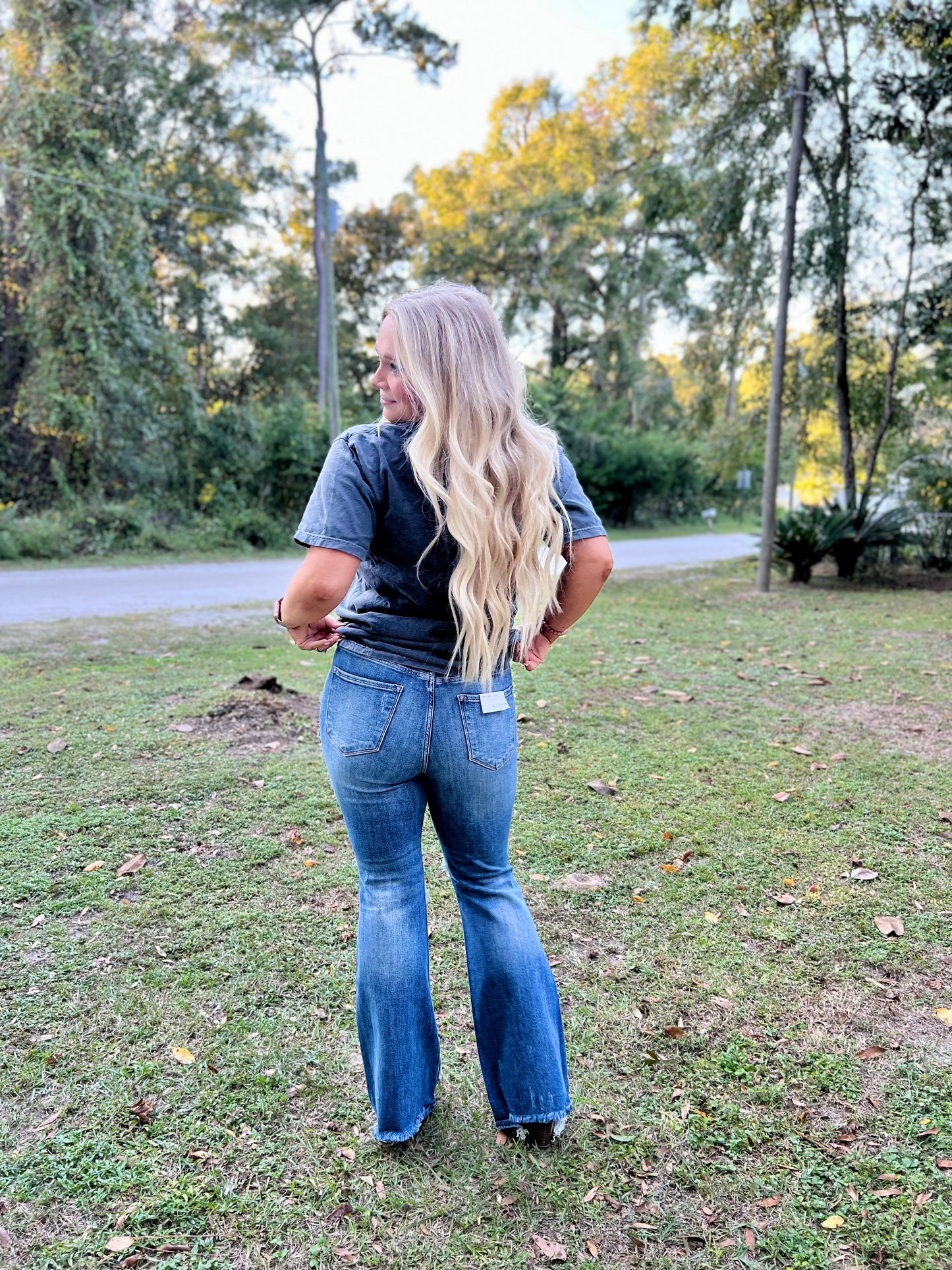 Hazel High Rise Distressed Flare Jeans