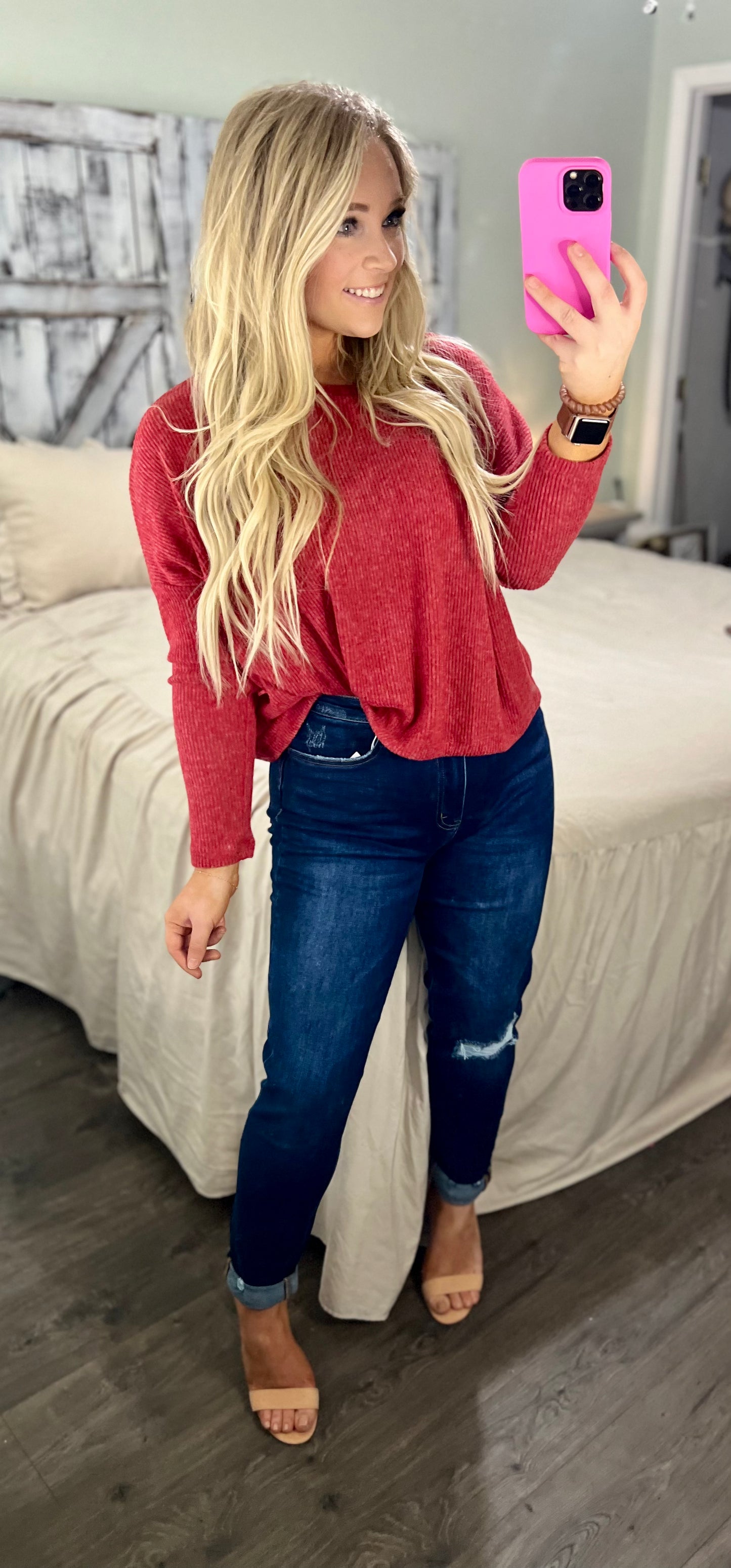 Ribbed Dolman Long Sleeve Sweater