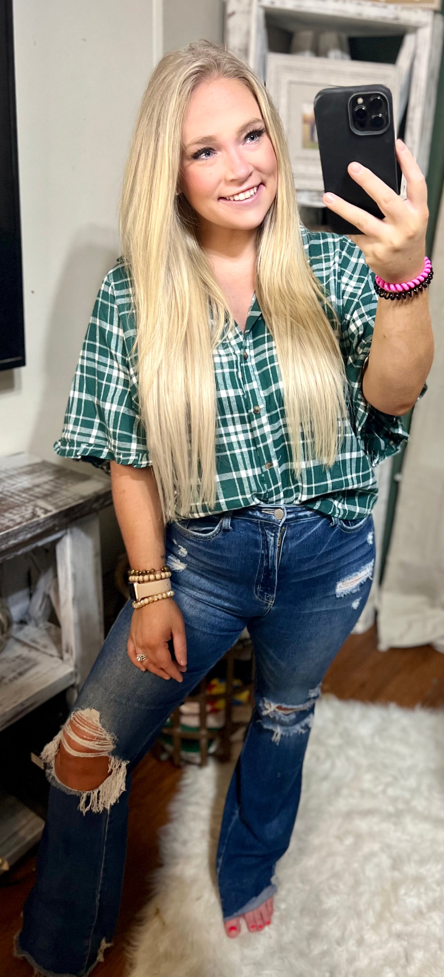 About My Happiness Plaid Top