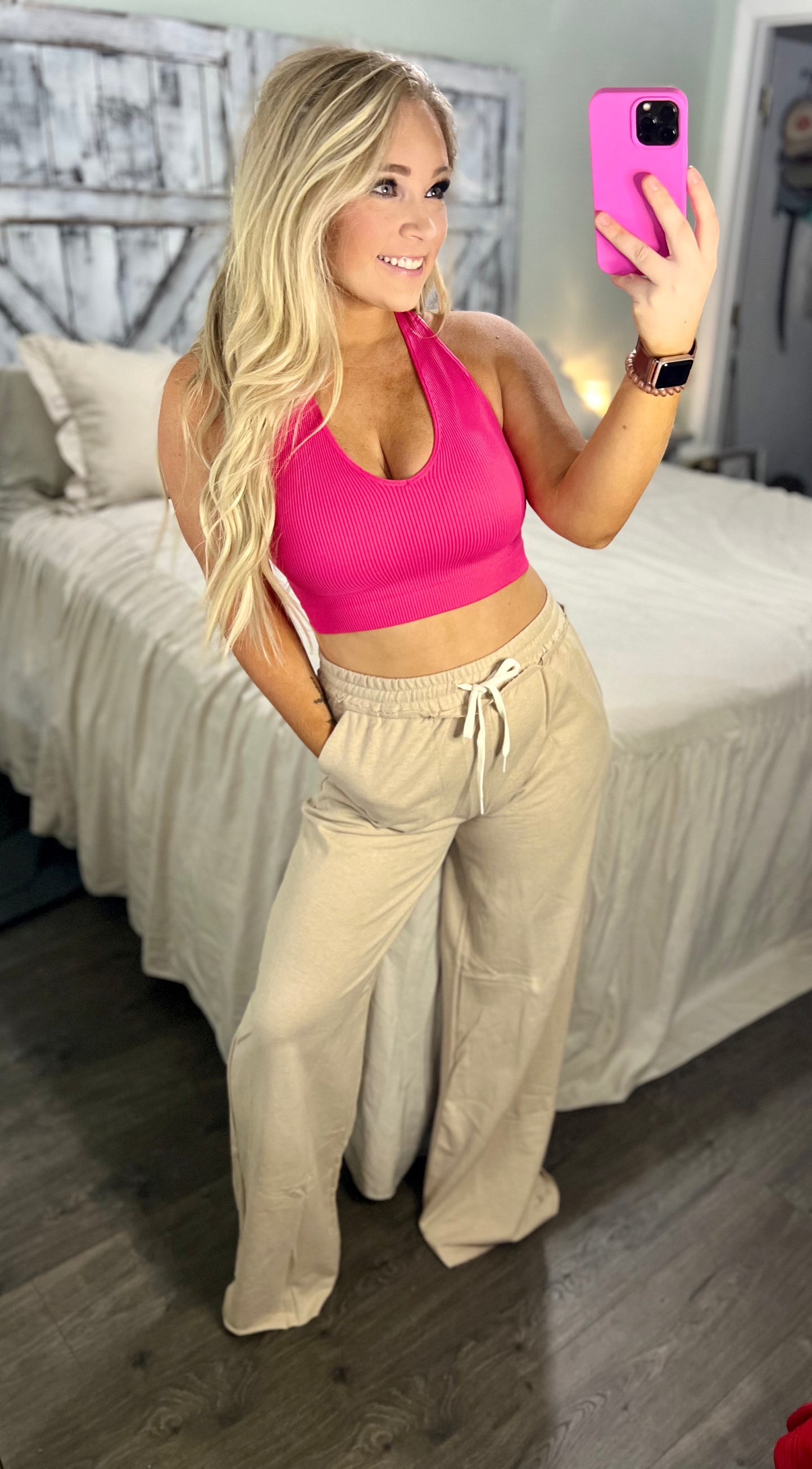 Ribbed Cropped Racerback Tank Top