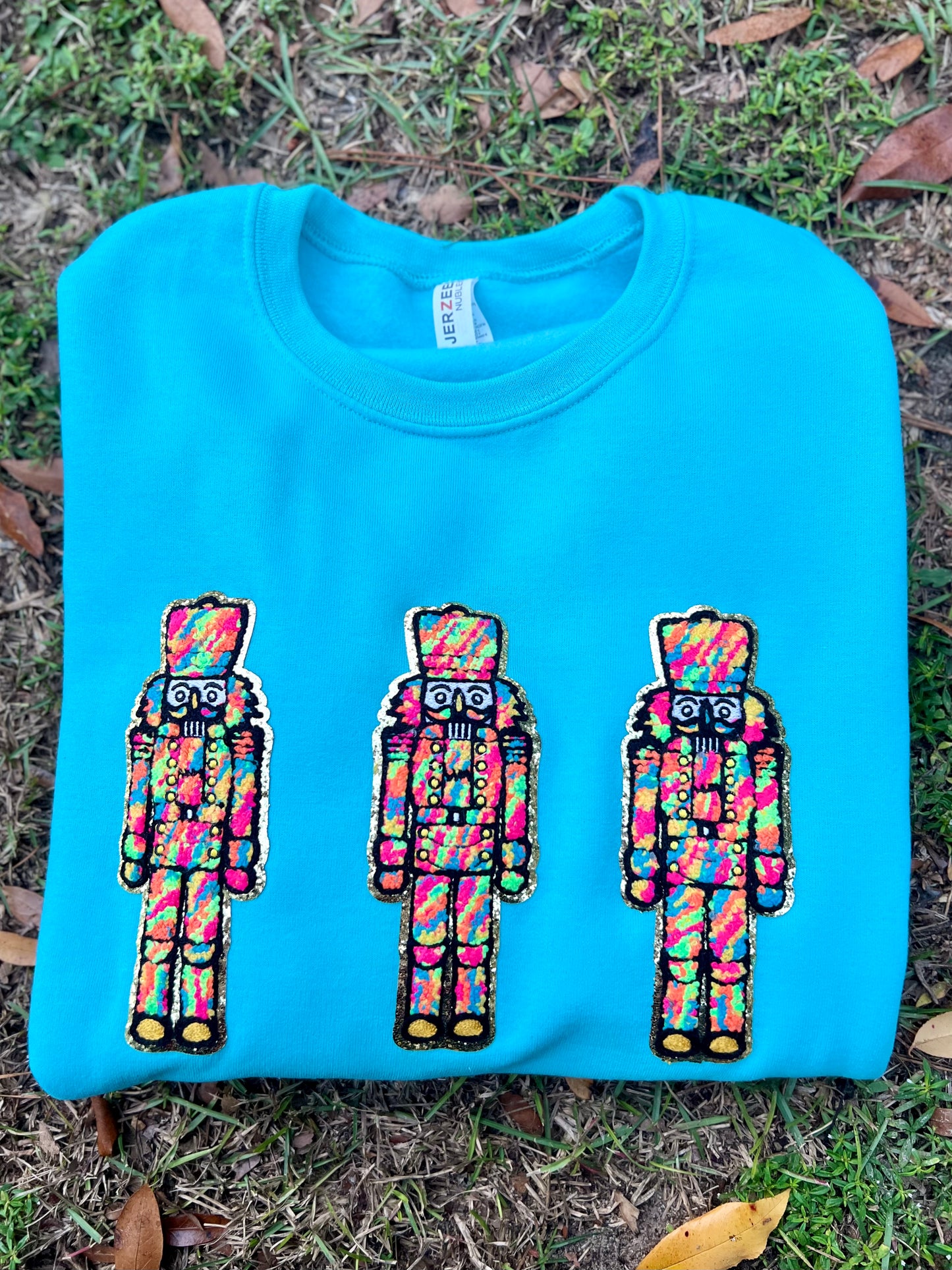 Preppy Holiday Nutcracker Trio Chenille Patch Sweatshirt