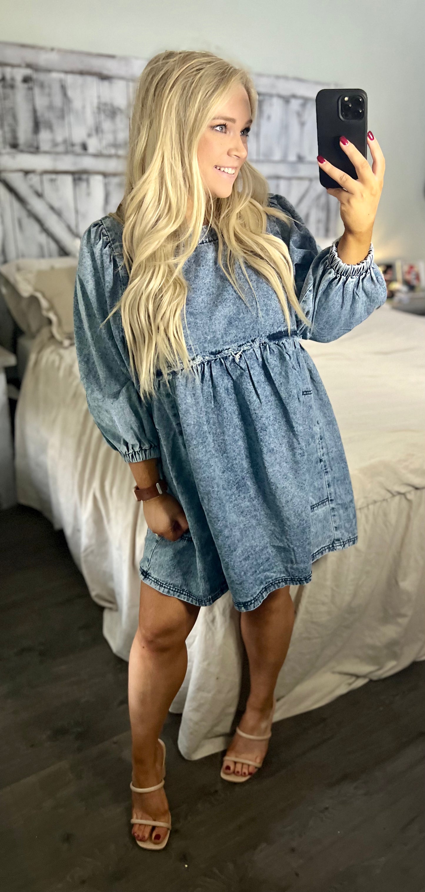 HEYSON Full Size Oversized Denim Babydoll Dress