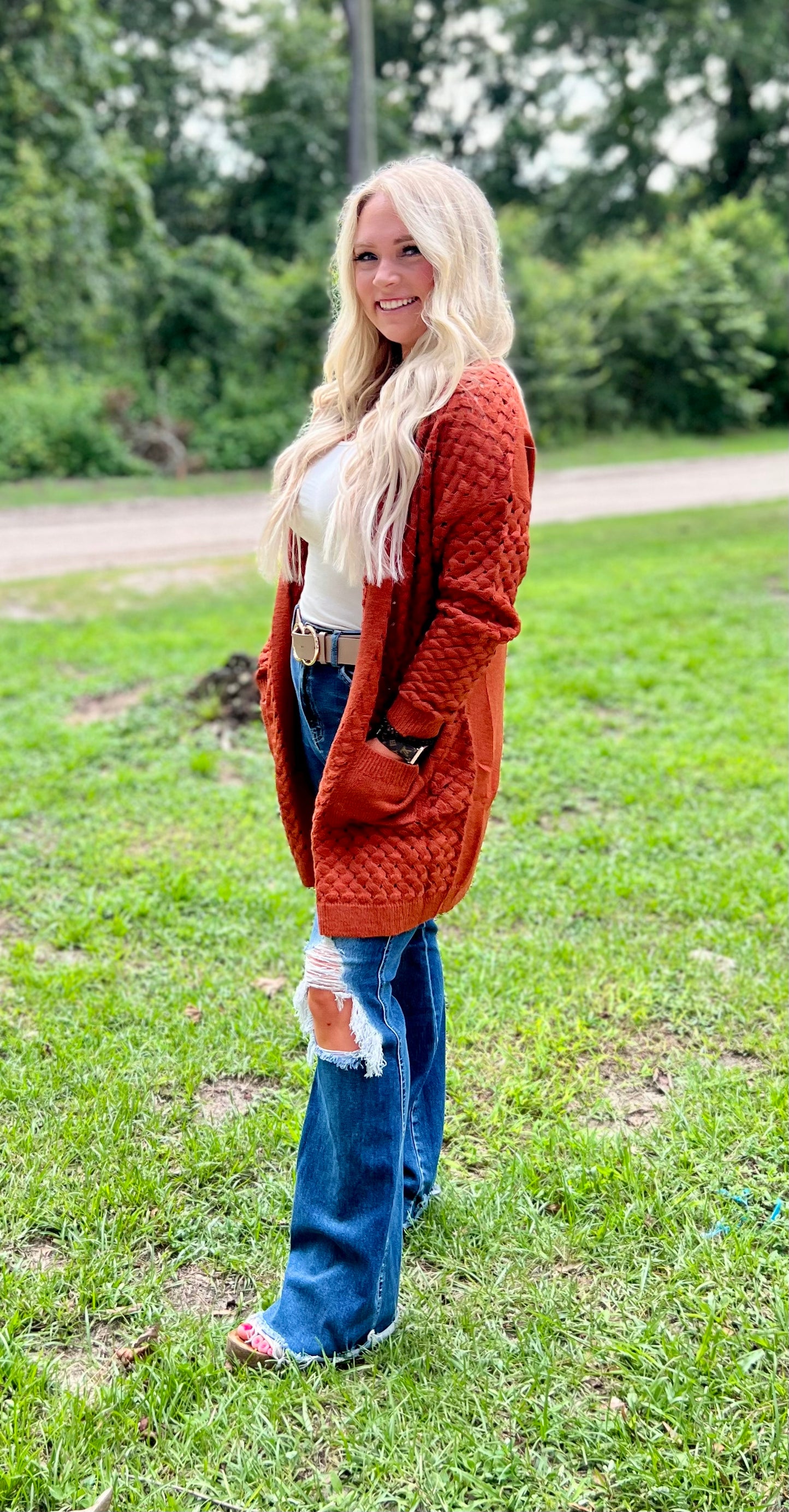 Dark Rust Knit Cardigan - PRE ORDER