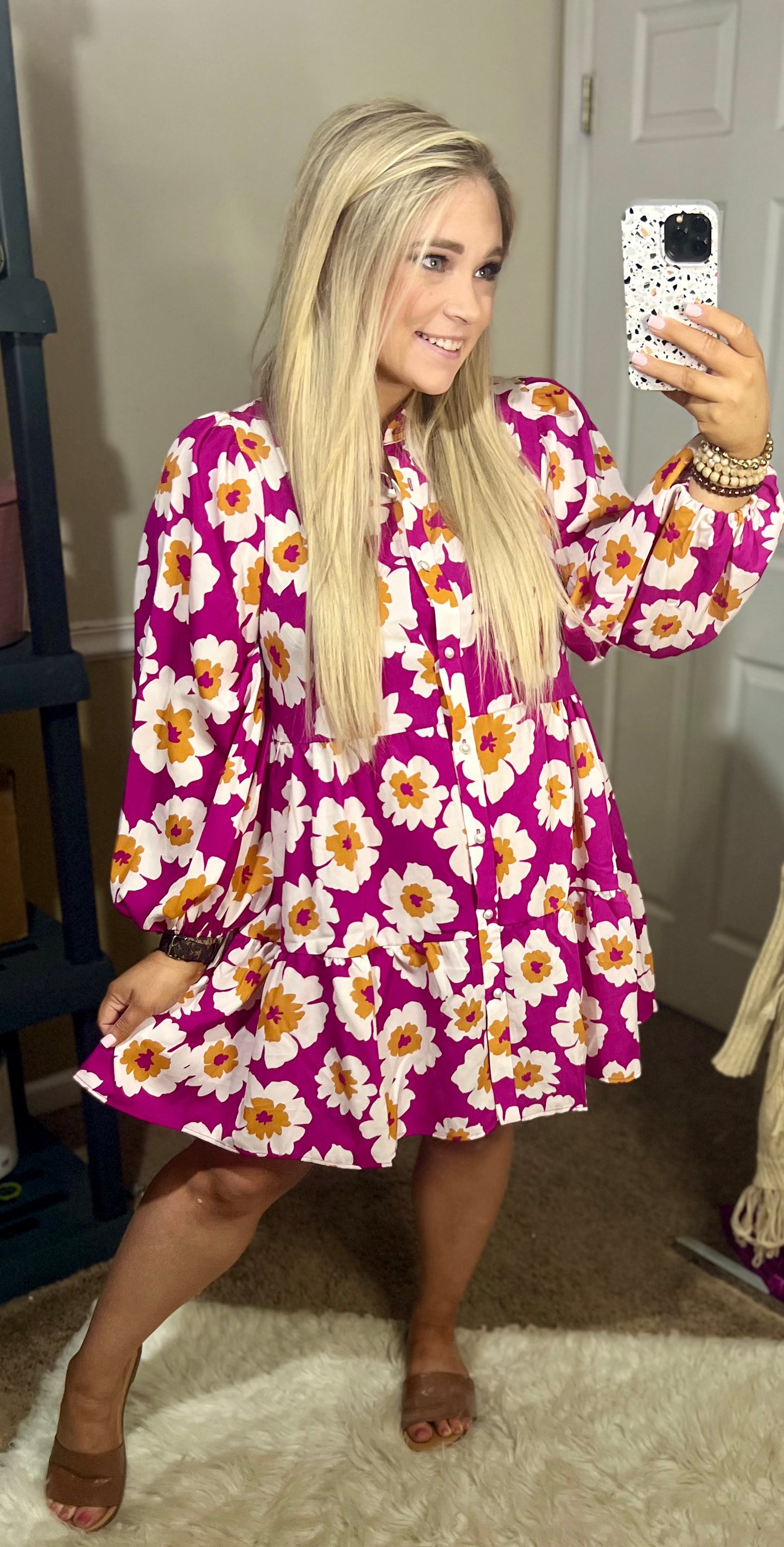 Magnificently Mod Floral Shirt Dress