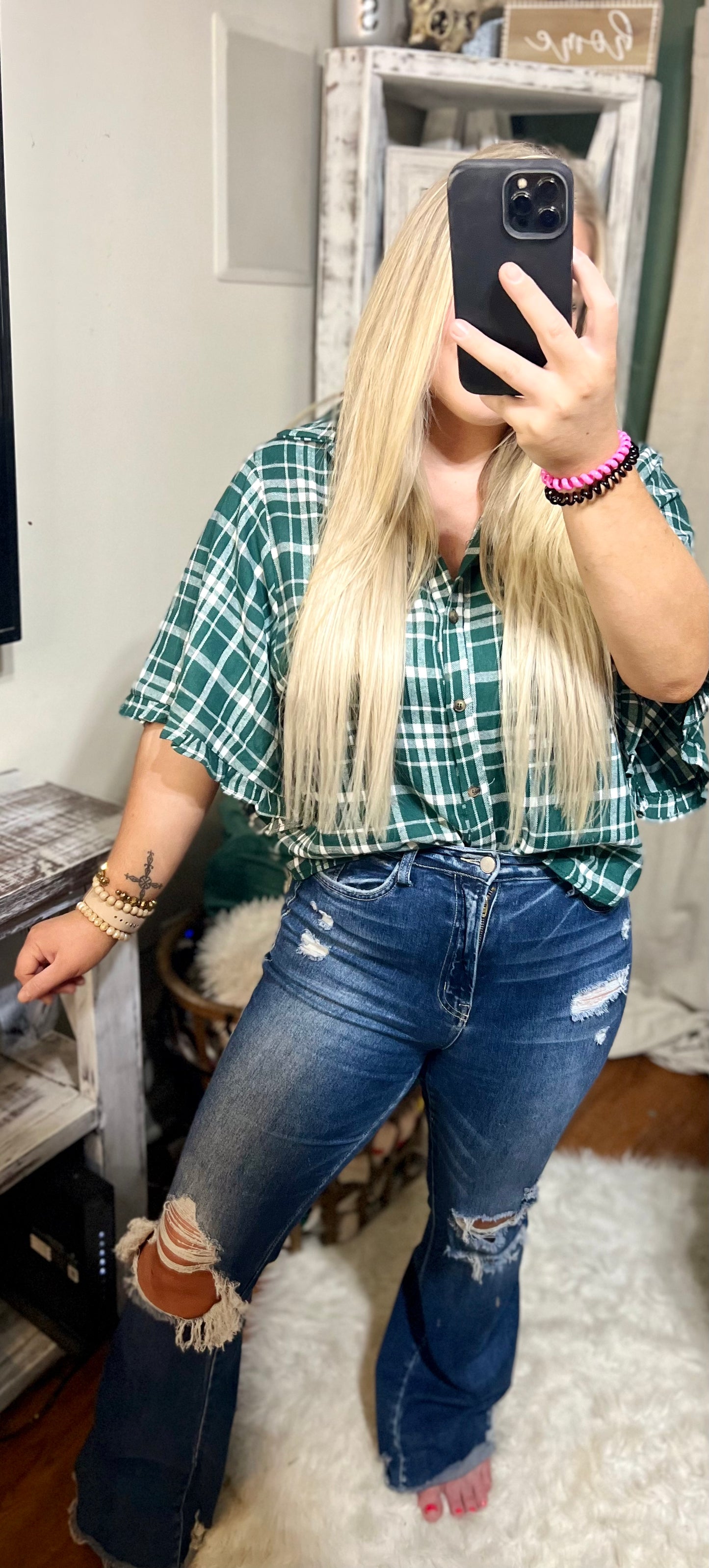 About My Happiness Plaid Top