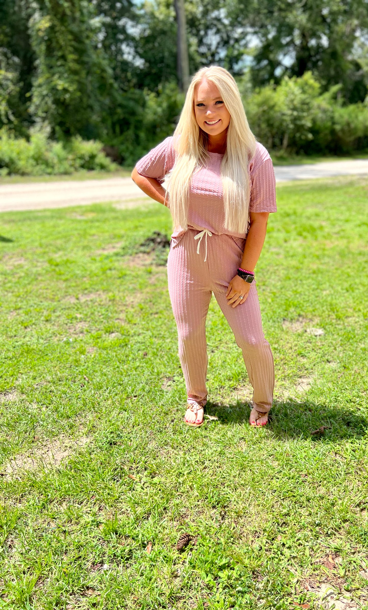 Pink Ribbed Lounge Set - Pre Order