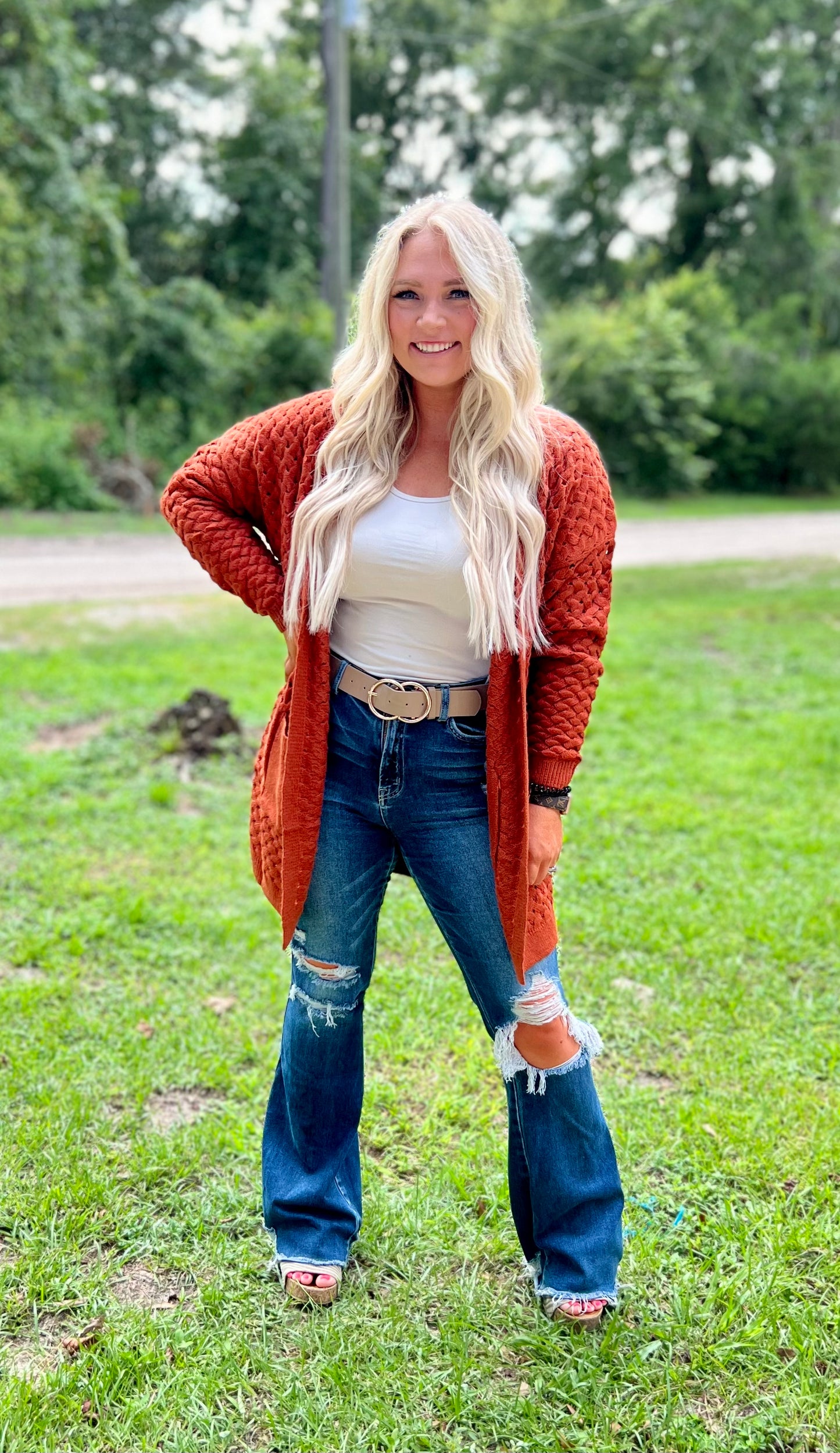 Dark Rust Knit Cardigan - PRE ORDER