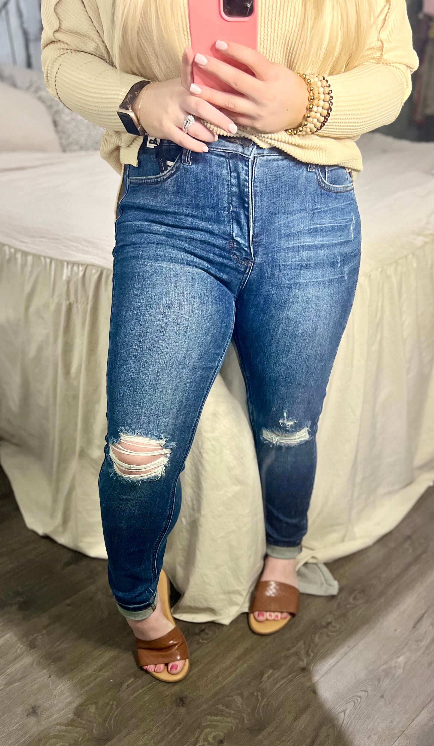 Judy Blue Full Size High Waist Distressed Slim Jeans
