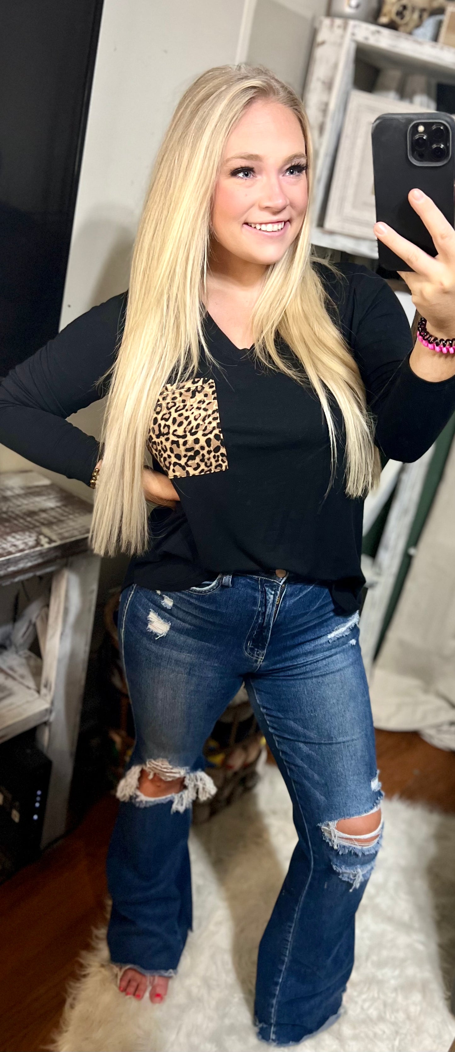 Leopard Pocket Top - Long Sleeve