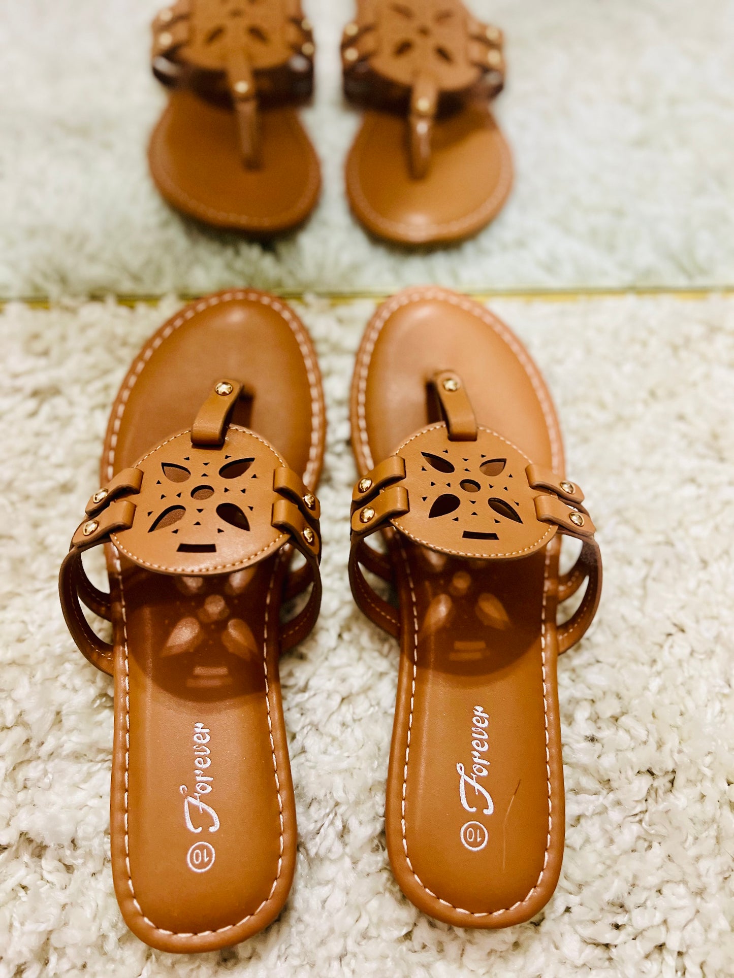 Forever Link Cutout PU Leather Open Toe Sandals