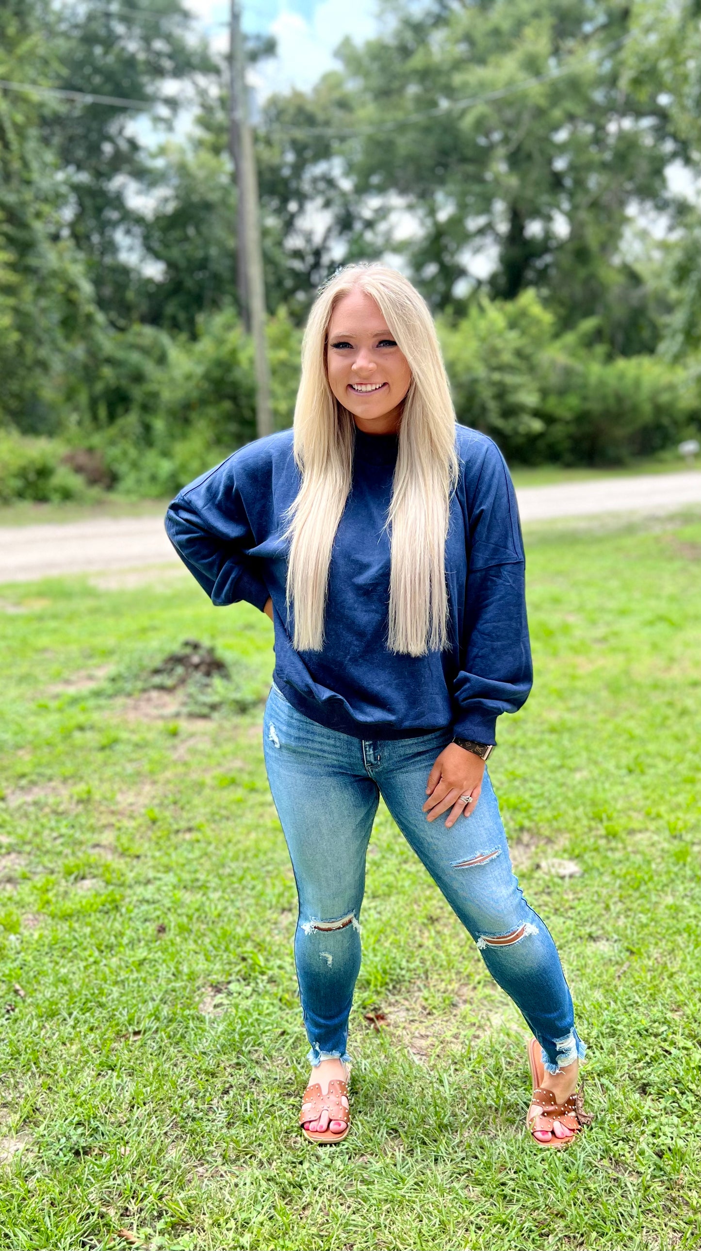 Acid Wash Blue Crew - Pre Order
