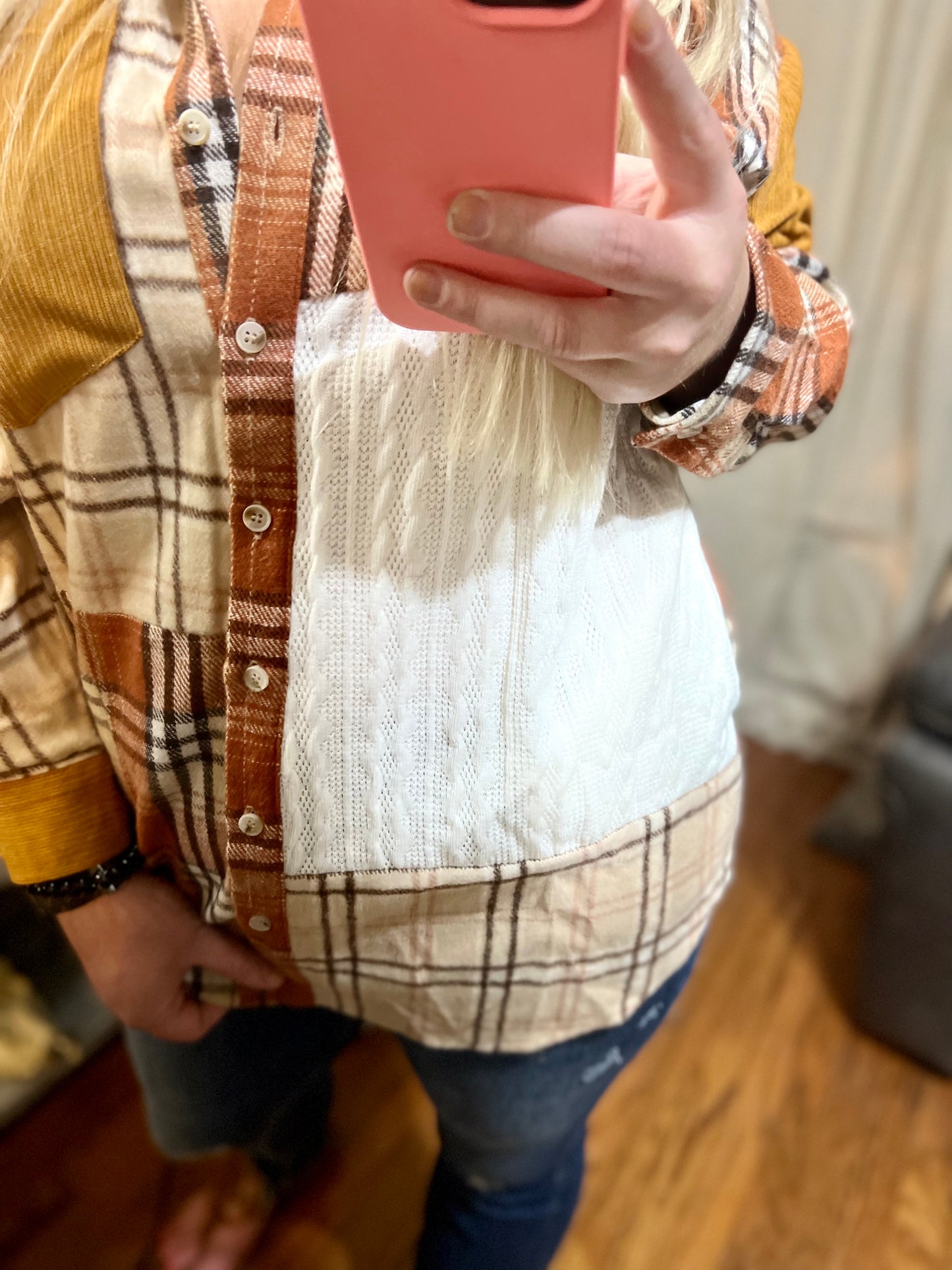 Patchwork Plaid Button Up