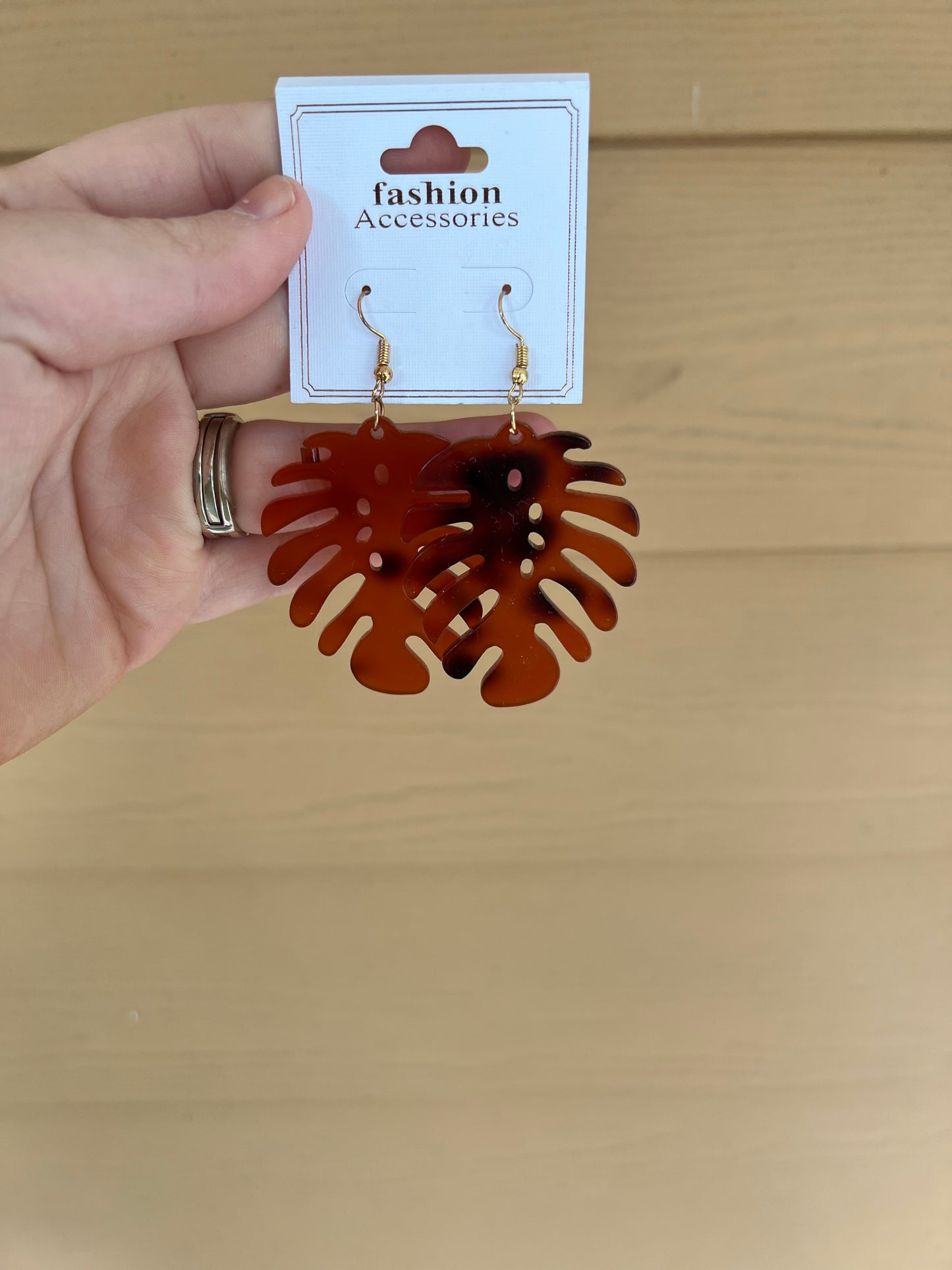 Tortoise Shell Leaf Earrings