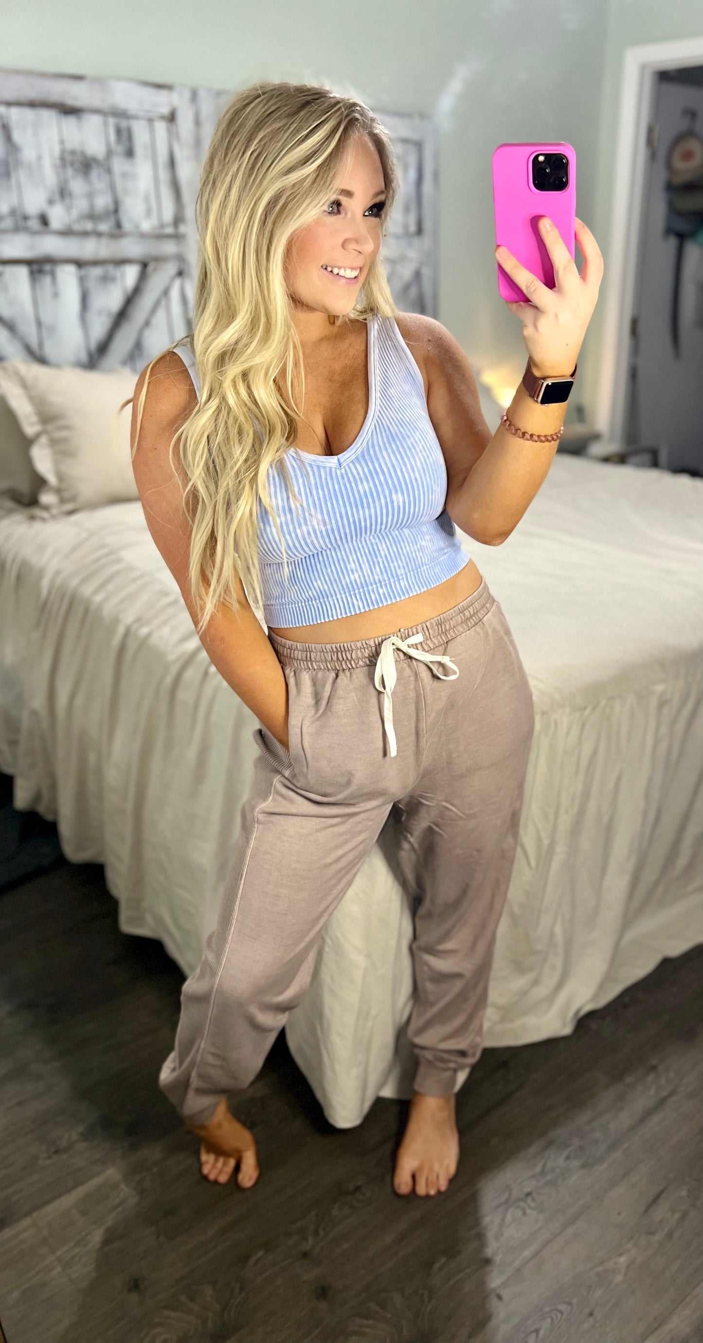 2-Way Neckline Washed Ribbed Cropped Tank Top