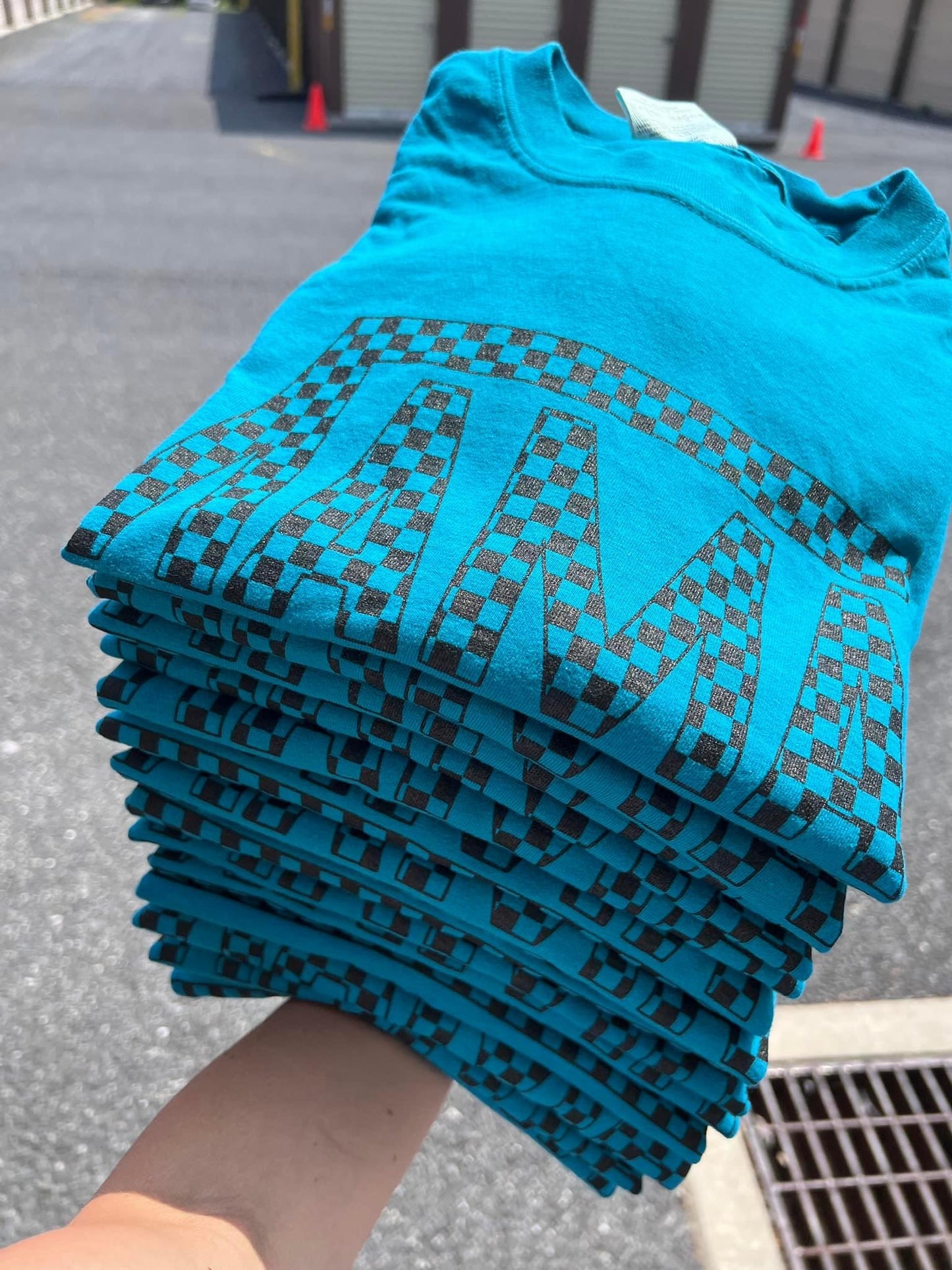 Teal Checkered Mama