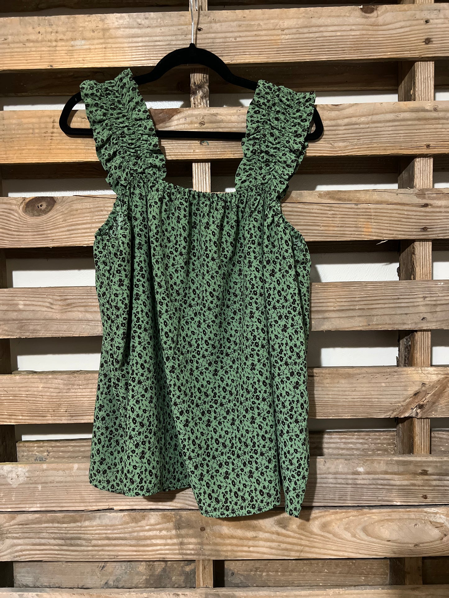 Green/black floral tank - large