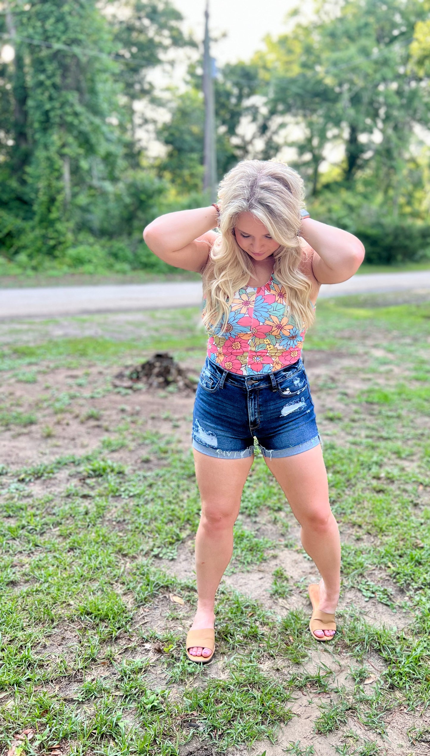 Multi color floral bodysuit