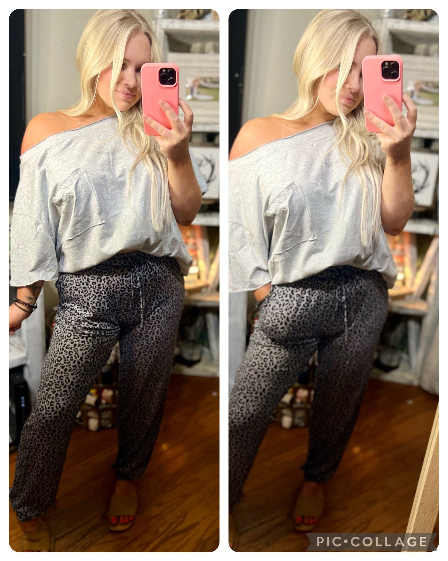 Grey & Black Leopard Butter Soft Joggers