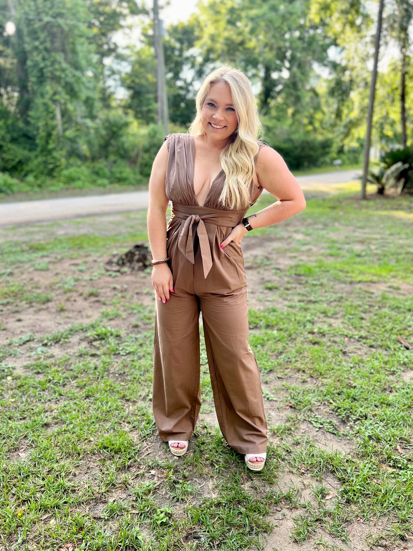 Chocolate Tie Jumpsuit