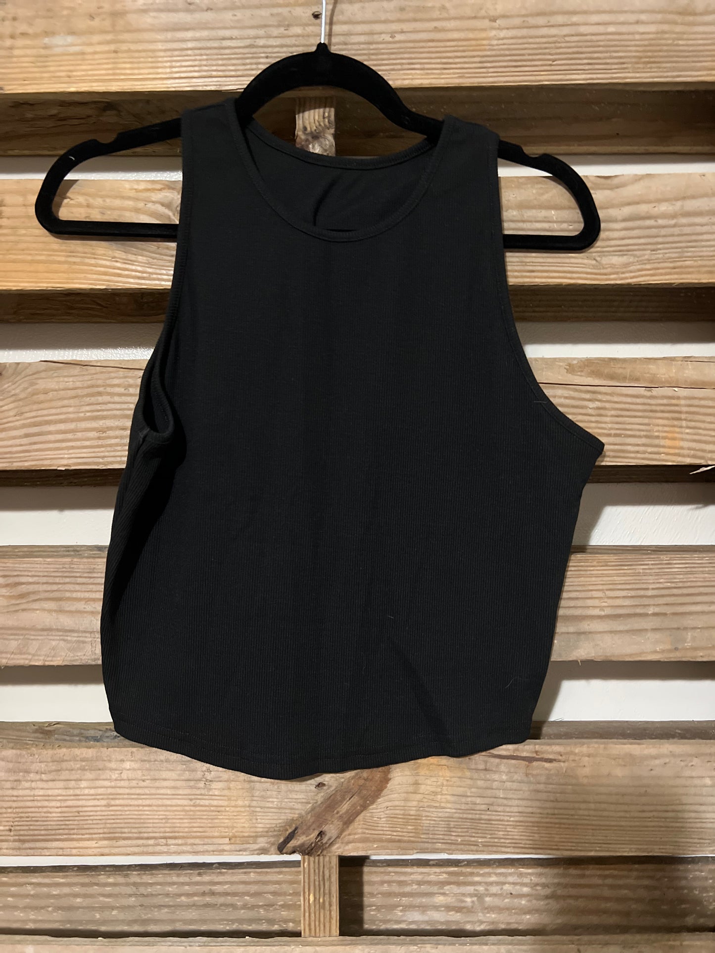Ribbed black crop - large
