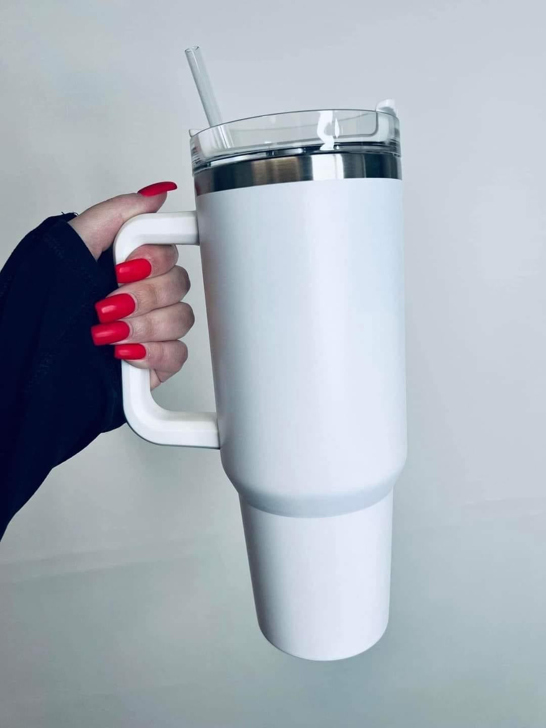 White 40oz Quencher with Handle