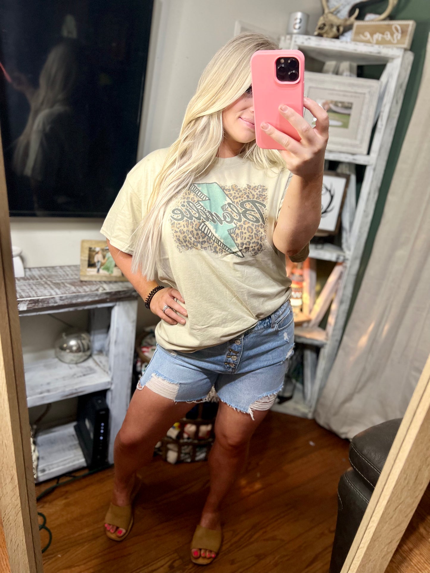 White Birch Denim Shorts