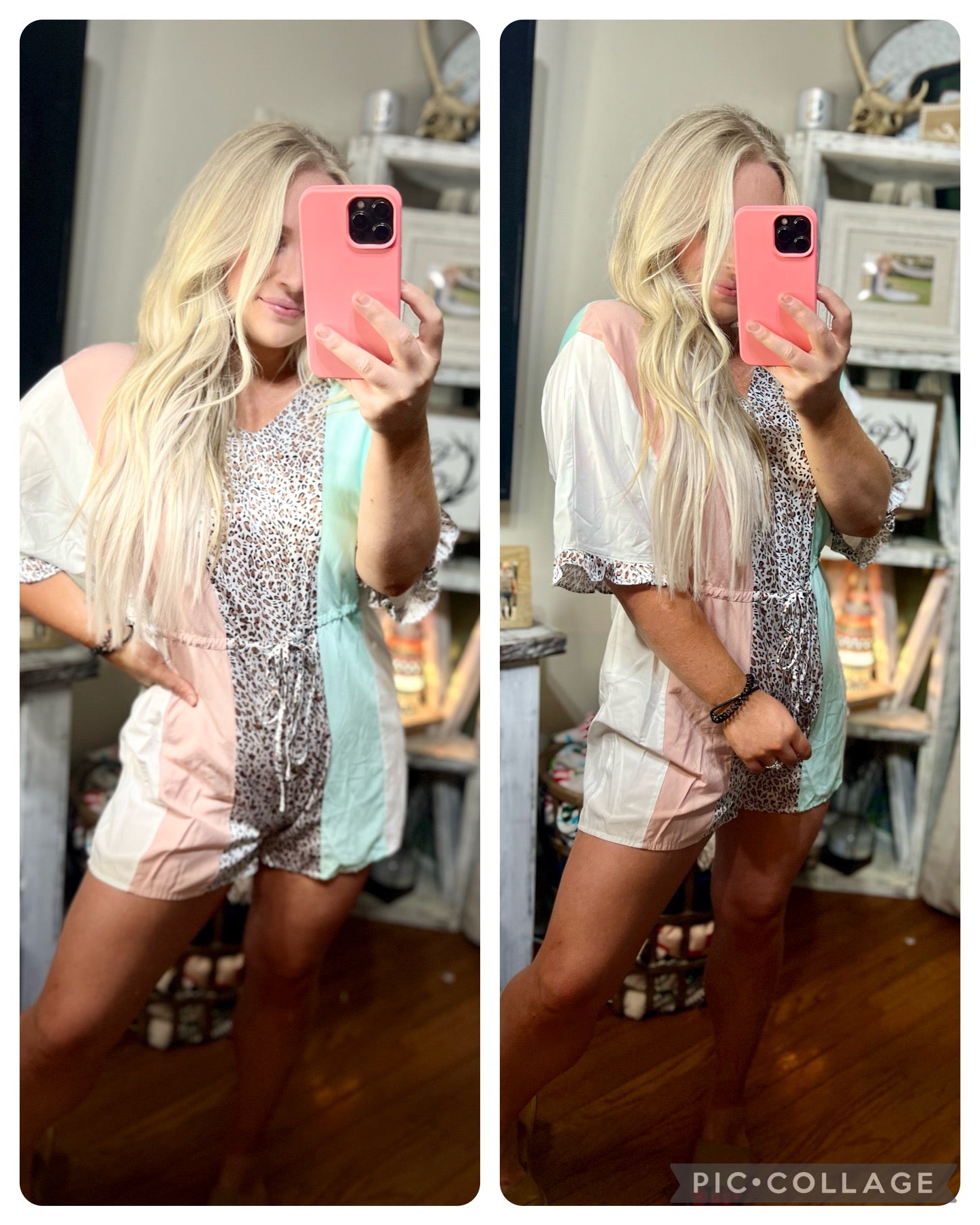 Mint & Pink Leopard Romper