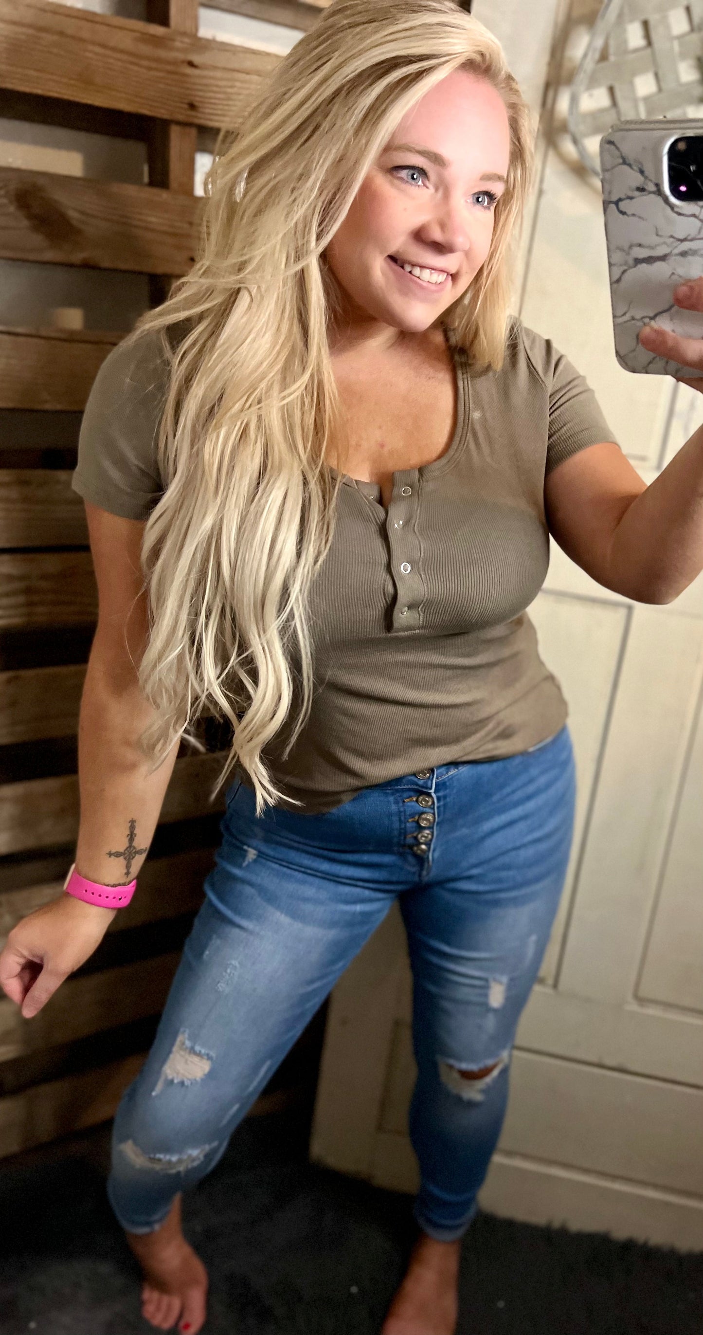 Scoop Neck Olive Tee