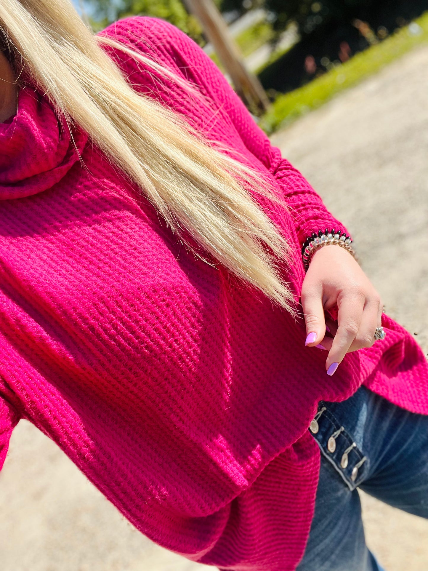 Waffle Knit Turtle Neck Sweater : Small - XL