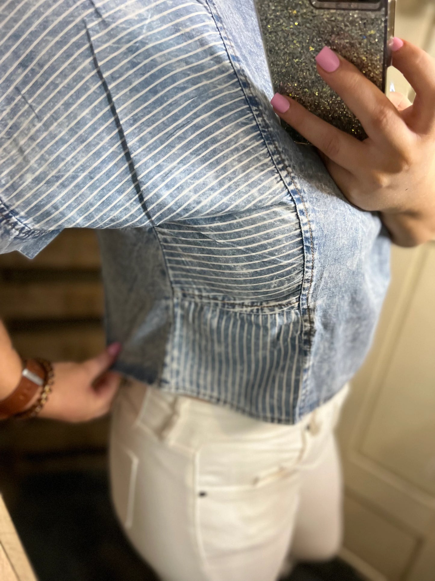 Love Life Acid-Wash Denim Top