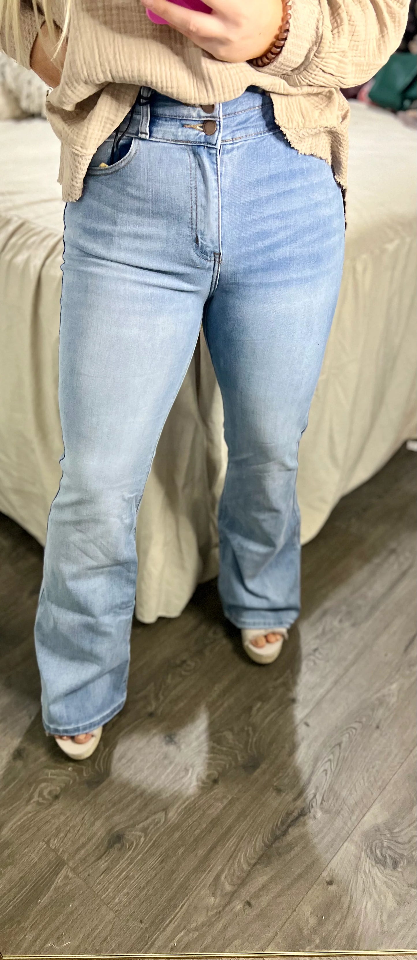 Vibrant MIU High-Waisted Flare Jeans - SAMPLE