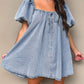 The Emerson Denim Balloon Sleeve Dress - Pre Order