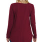 Long Sleeve V-Neck Round Hem Top