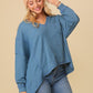 Thermal High Low V-Neck Oversized Top