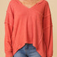 Thermal High Low V-Neck Oversized Top