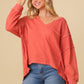 Thermal High Low V-Neck Oversized Top