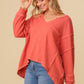 Thermal High Low V-Neck Oversized Top