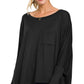 Dolman Sleeve Round Neck Top with Front Pocket