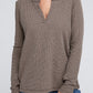 Melange Baby Waffle V-Neck Long Sleeve Top