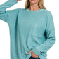 Ribbed Brushed Melange Hacci Sweater with a Pocket