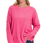 Ribbed Brushed Melange Hacci Sweater with a Pocket