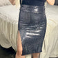 High Waist Sequin Skirt