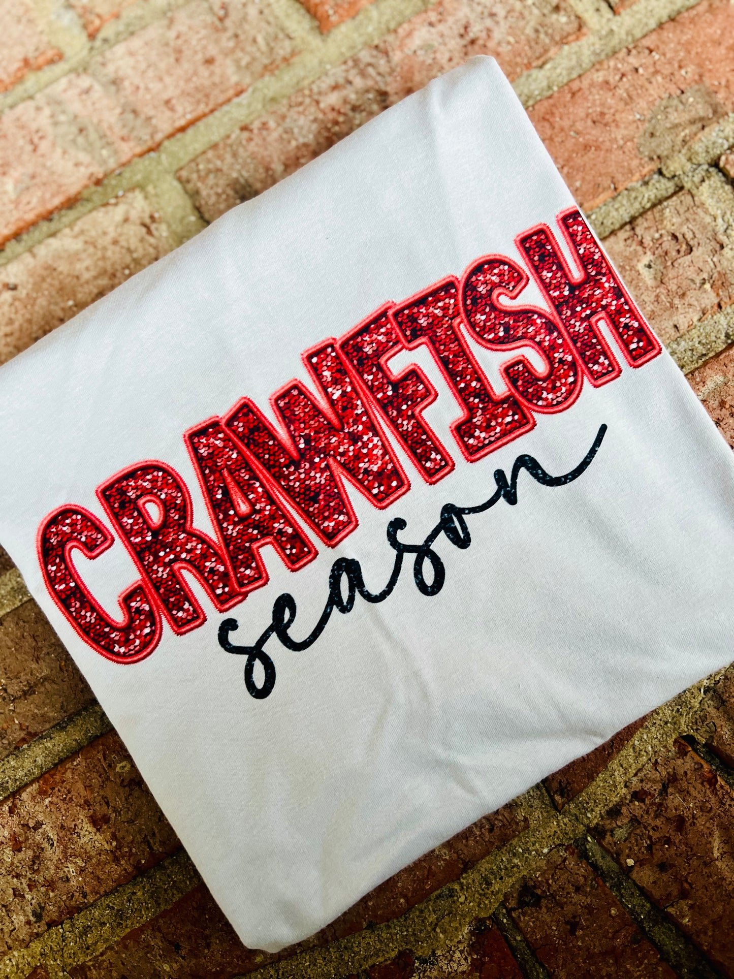 Faux Glitter Crawfish Season Tee